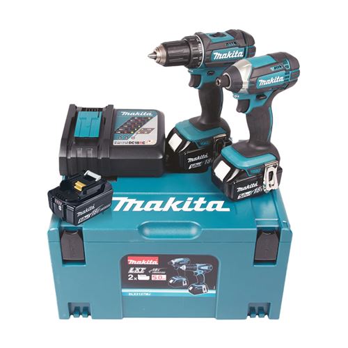 Pack 18V Perceuse Visseuse Ddf482 + Visseuse à Chocs Dtd152 + 3 Batteries 5Ah + Chargeur + Coffret Makpac - Makita - Dlx2127Tj1