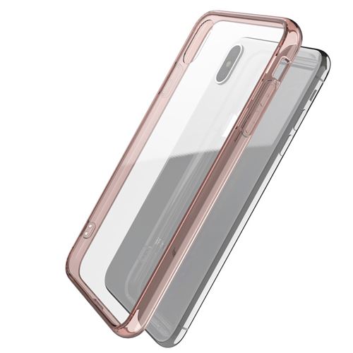 Coque Iphone XS MAX Glass contour chromé rose