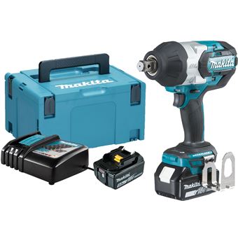 Kit Visseuse-dévisseuse Sans Fil Makita 18V Avec 2 Batteries 5Ah Et Chargeur - DTW1001RTJ - Moteur Sans Charbon, 500W