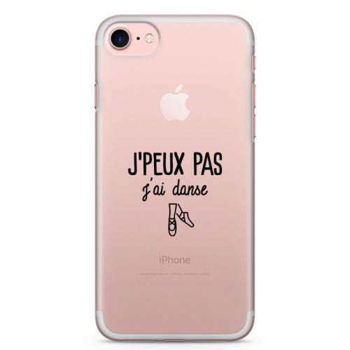 Coque iPhone 7 jpeux pas j'ai danse - Taille iPhone 7 - Souple Transparente Encre Noir