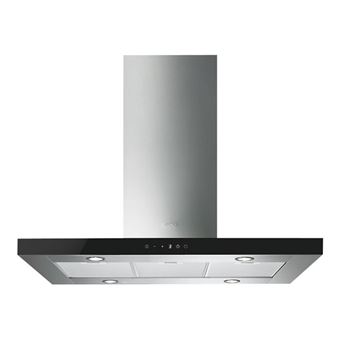 Smeg Linea KI905NXE2 - Hotte - hotte îlot - largeur : 90 cm - profondeur : 60.3 cm - extraction et recirculation (avec kit de recirculation supplémentaire) - verre inox/noir