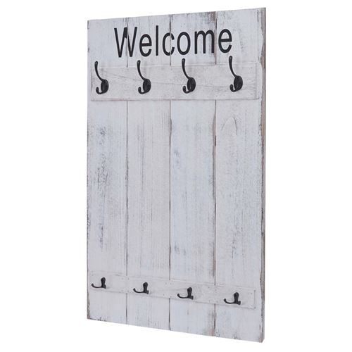 Portemanteau mural MENDLER HWC-C89, style shabby, 91x60cm blanc