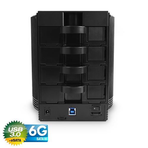 Fantec SQ-35u3e 6G 4 voies Boîtier de disque dur externe, 8,89 cm (3,5 pouces) Noir