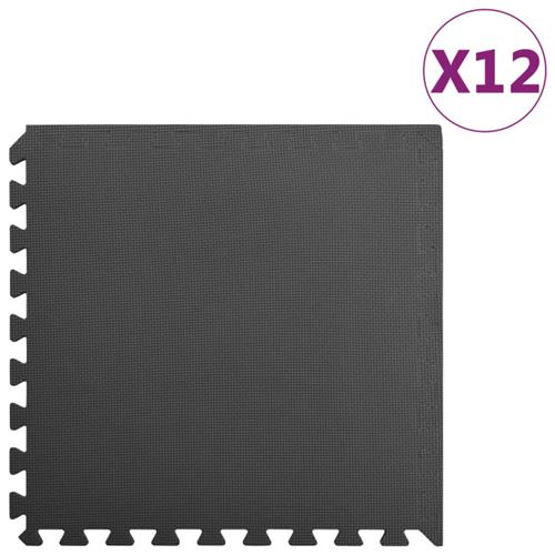 vidaXL Tapis de sol 12 pcs 4,32㎡ Mousse EVA Noir