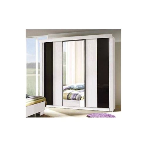 Armoire, garde robe DUBLIN trois portes coulissantes. Coloris noir et blanc brillant. Meuble pour chambre à coucher.