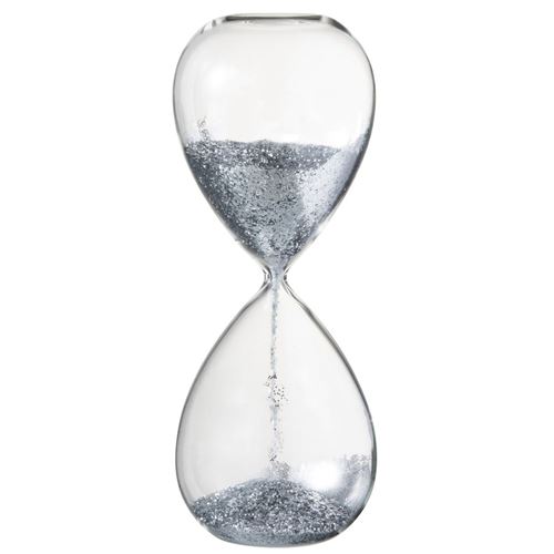 Non Communiqué Argent Jolipa Grand Sablier De Décoration En Verre Et Sable Paillettes - 41 X 15 X 15 Cm - Image 1