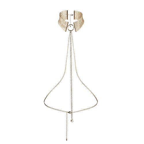 BIJOUX INDISCRETS Desir Metallique - Collier en Mailles Métalliques, Chaines Ajustables & Accessoire de Bondage, Doré