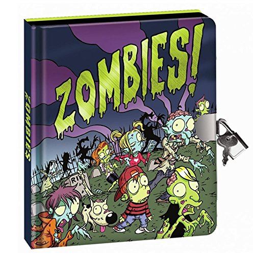 Peaceable Kingdom Zombies Foil Cover 6.25 Journal de serrure et clé avec pages noires et stylo argenté