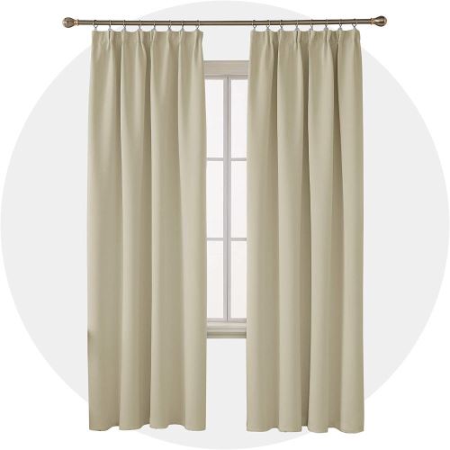 Deconovo Lot de 2 Rideaux Fenêtre Cuisine Designe Moderne Galon Fronceur Thermique Rideau de Porte Salon Balcon Décoratif Occultant Beige Foncé 229x229cm