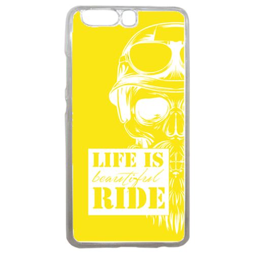 Coque Life Is Beautiful Ride Fond Jaune Compatible P10 Transparent
