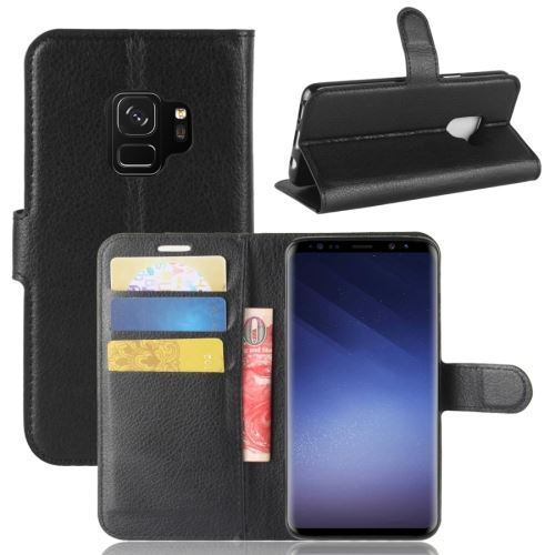Galaxy S9 Housse Etui Cuir PU Texture Litchi Noir ALS53025