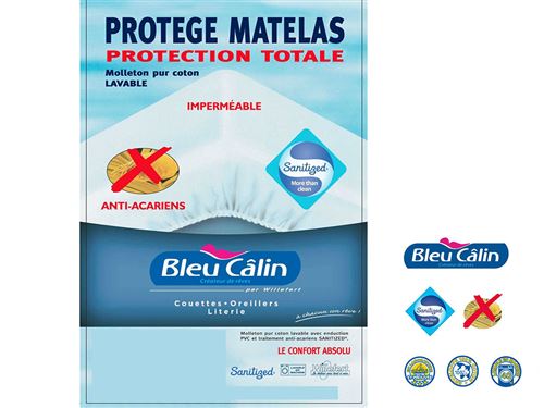 Protège matelas bébé bleu calin 60x120