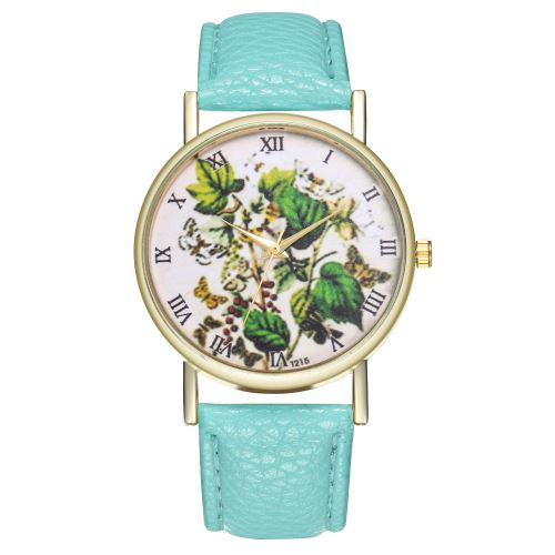 Papillon classique illustration montre femme montre tendance quartz horloge T215-AMenthe verte