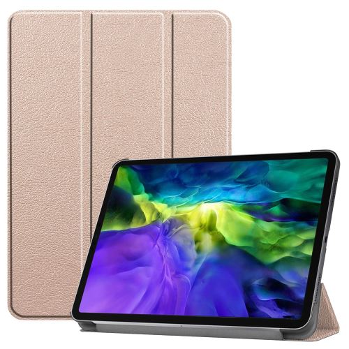 Etui en PU + TPU style simple avec support tri-pliure or rose pour votre Apple iPad Pro 11 pouces (2020)