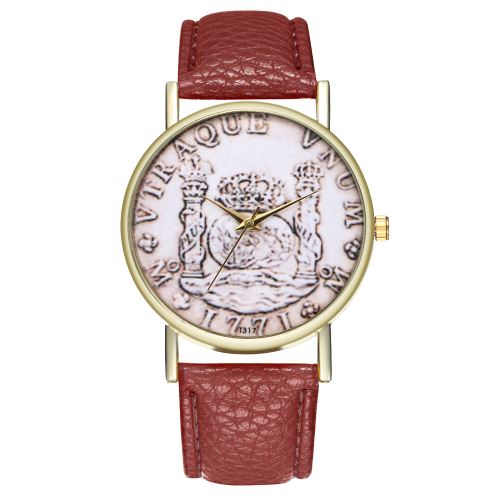 Pilier suisse Pièce de monnaie en forme de table Ceinture en cuir Montre pour homme Montre pour étudiant Montre à quartz T317-Acafé