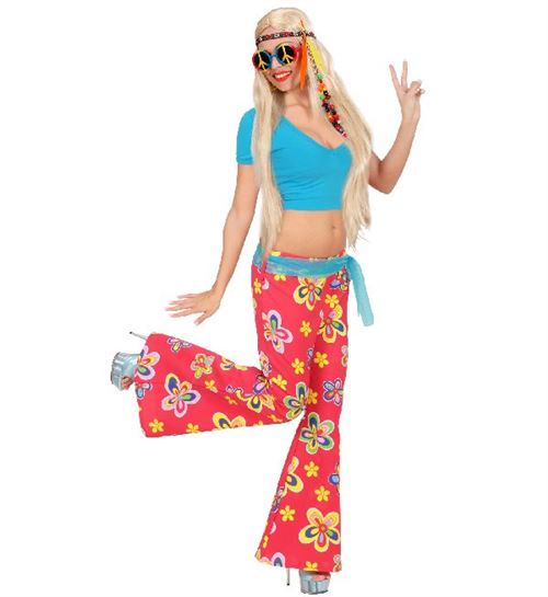 Pantalon femme hippie rouge à fleurs -Taille M/L