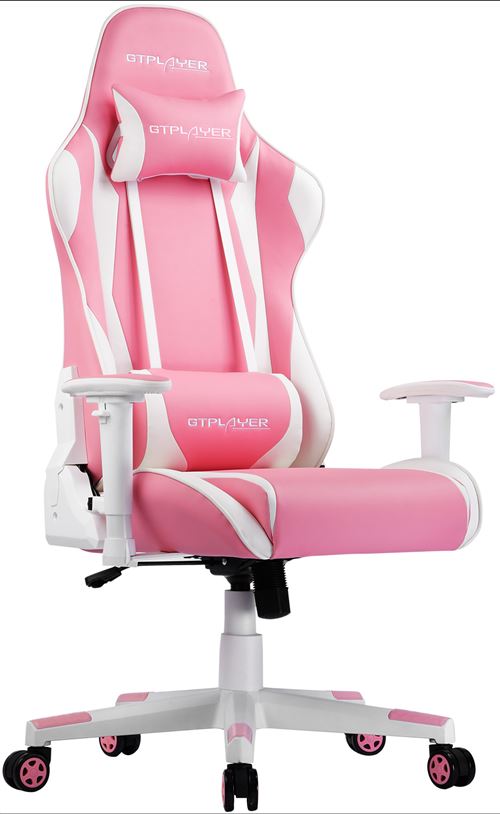 GTPLAYER Chaise Gaming de Bureau Fauteuil Gamers Siège Ergonomique Accoudoir Réglable Cadre en Acier Angle d'inclinaison Réglable