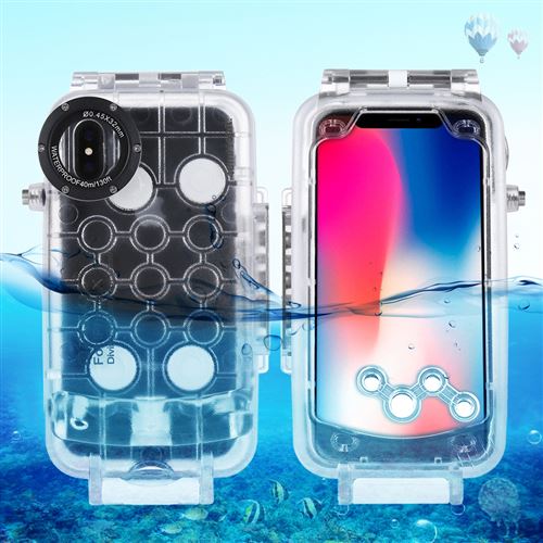 (#52) PULUZ for iPhone X 40m/130ft Waterproof Diving Housing Photo Video Taking Underwater Cover Case (Transparent)