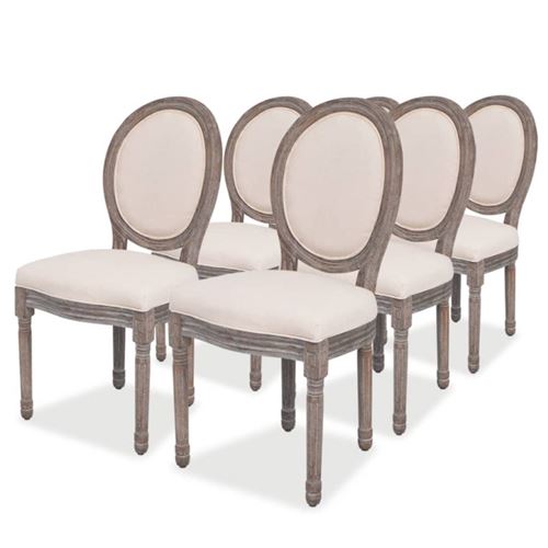Vidaxl Crème Chaises À Manger Lot De 6 Tissu