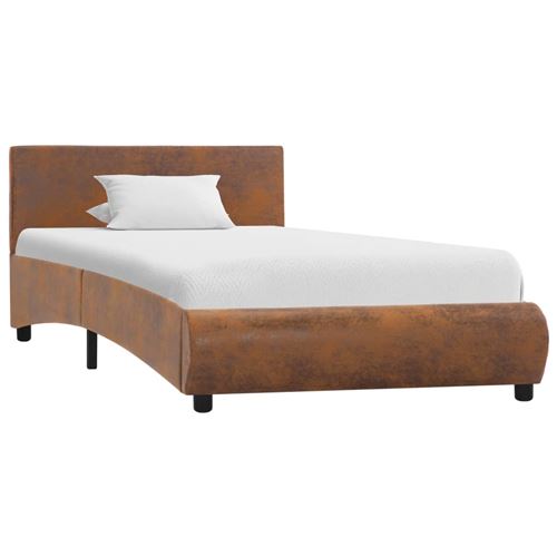 vidaXL Cadre de lit Marron Similicuir 90 x 200 cm