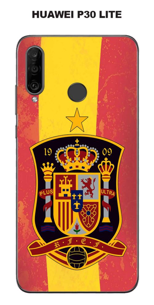 Coque Huawei P30 Lite design Foot Espagne fond drapeau