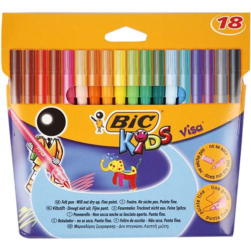 Feutres de coloriage BIC Kids visa. Pointe de 2,0 mm. Couleurs