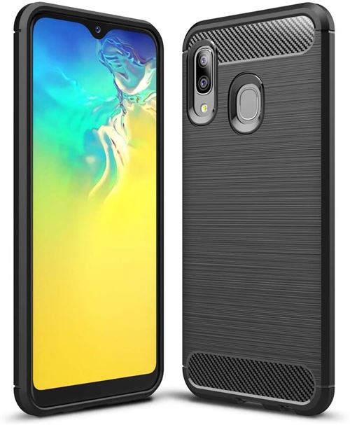 Advansia Coque de protection pour Samsung Galaxy A20e Fibre de Carbone Noir