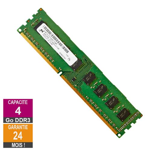 Barrette Mémoire 4Go Ram Ddr3 Micron Mt16Jtf51264Az-1G4M1 Dimm Pc3-10600U