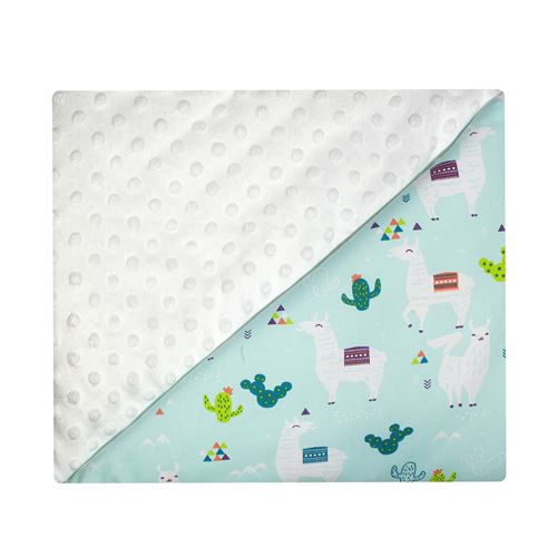 Sevira kids Couverture bébé coton et minky, LAMA Menthol Menthol 95 x 70 cm