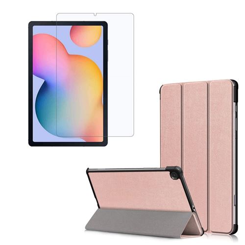 Coque Smart Rose Gold Premium pour Samsung Galaxy Tab S6 Lite 10.4 SM P610 et Film de protection en verre trempé [Toproduits®]