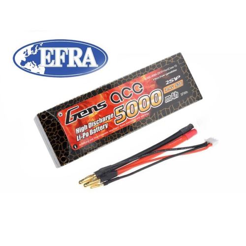 Gens Ace 5000mAh 7.4V 50C 2S1P HardCase Lipo Akku 10#(EFRA approved)