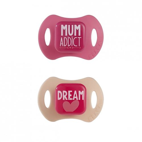 Lot de 2 sucettes téterelle orthodontique Béaba 2ème âge Fille