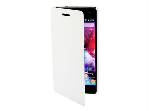 Muvit Easy Folio - Flip cover voor mobiele telefoon - polyurethaan - wit - voor Wiko Highway