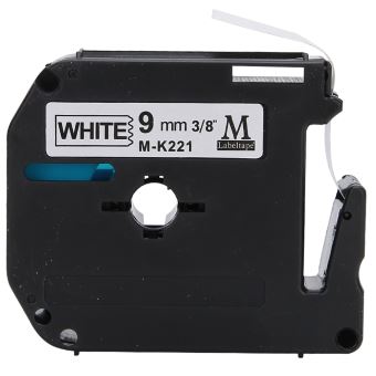 Rubans Brother MK-221 - Lot De 5 - 9mm X 8m - Noir Sur Blanc - Pour étiqueteuses PT Série