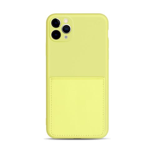 Coque en silicone souple avec porte-carte jaune pour votre Apple iPhone 11 Pro Max 6.5 pouces