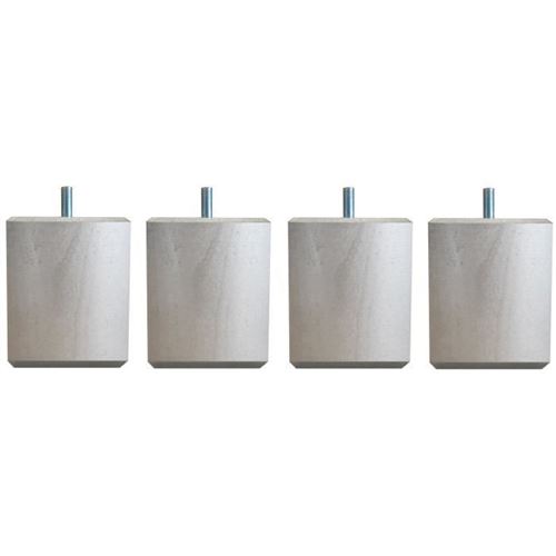 Jeu De Pieds Carres L 7 Cm X L 7 Cm H 8,5 Cm - Gris Metal - Lot De 4