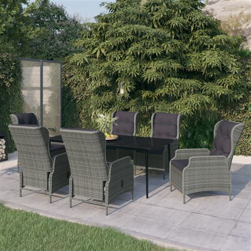 Non Communiqué Gris Clair Vidaxl Ensemble De Salle À Manger De Jardin 7 Pcs