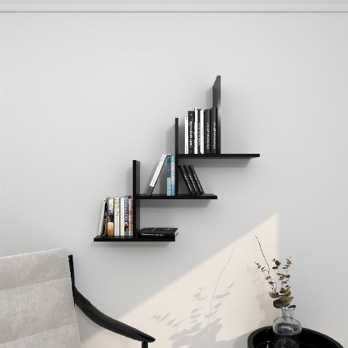 HOMEMANIA Étagère Eclipse - Noir - 80 x 20 x 81,6 cm -