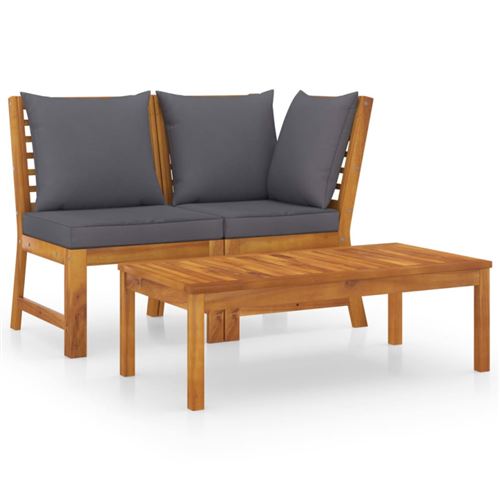 Non Communiqué Gris Salon De Jardin Modulable Vidaxl Bois Massif 2 Personnes 3 Pieces