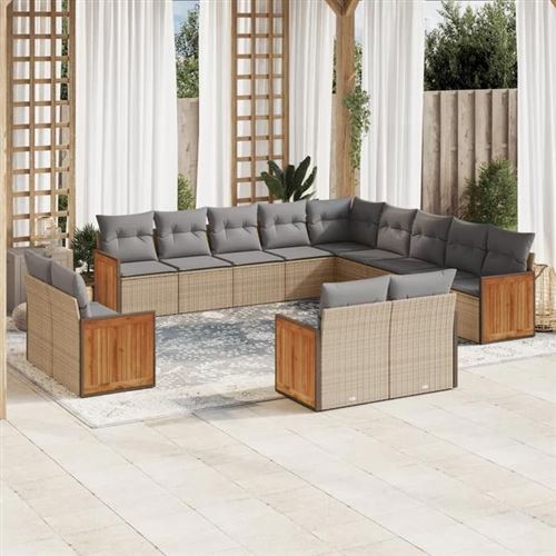 VIDAXL  Salon de jardin 13 pcs - Beige