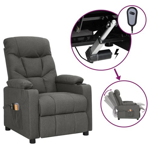 Non Communiqué Gris Vidaxl Fauteuil De Massage Inclinable Électrique Dossier Et Repose-Pied Réglables Meuble De Salon Siège Inclinable Intérieur Tissu Foncé 3098828