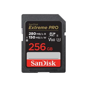 SanDisk Extreme Pro - Carte mémoire flash - 256 Go - Video Class V60 / UHS-II U3 / Class10 - microSDXC UHS-II