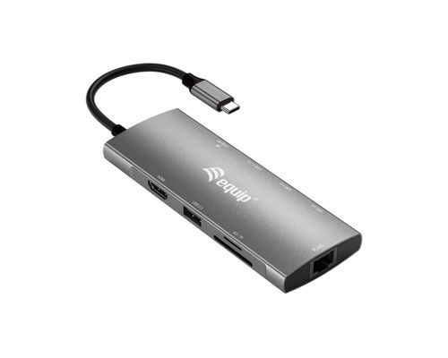 Equip USB-C 9-in-1-Multifunktionsadapter, HDMI 4K/60Hz, Gigabit LAN, USB 3.2 GEN1, SD/TF, 100W USB PD
