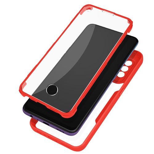 Avizar Coque pour Oppo A94 5G Dos Plexiglas Avant Polymère Coins Renforcés Avizar Contour rouge