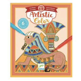 Coffret Coloriage Djeco Égypte - 4 Tableaux Relief + 6 Feutres Pinceaux - Pour Enfants Dès 6 Ans - Créativité Et Précision - 6