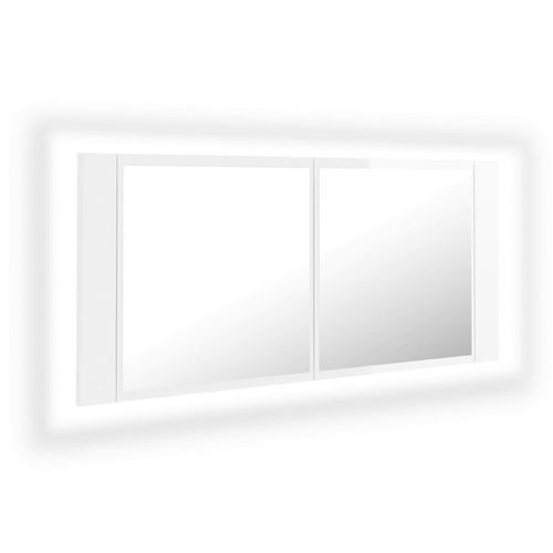 vidaXL Armoire à miroir de bain à LED Blanc brillant 100x12x45 cm