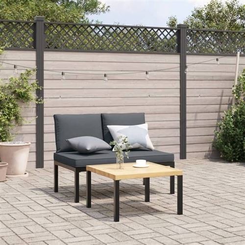 Non Communiqué Noir Vidaxl Banc De Jardin Avec Coussins Aluminium, Banc, Banc De Parc, Siège D'extérieur, Banc D’extérieur, Banc De Patio, 4008570