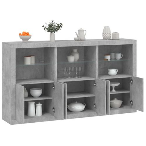 Non Communiqué Gris Vidaxl Buffet Avec Lumières Led, Armoire Avec Porte, Meuble De Rangement, Organisateur De Salon Entrée Salle De Séjour, 3209152