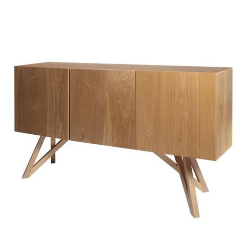 SAWYER Buffet 3 portes - Bois naturel - L 160 x P 42 x H 85 cm