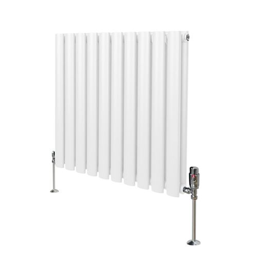 Monstershop Oval Column Radiator & Valves - 600mm x 600mm – White